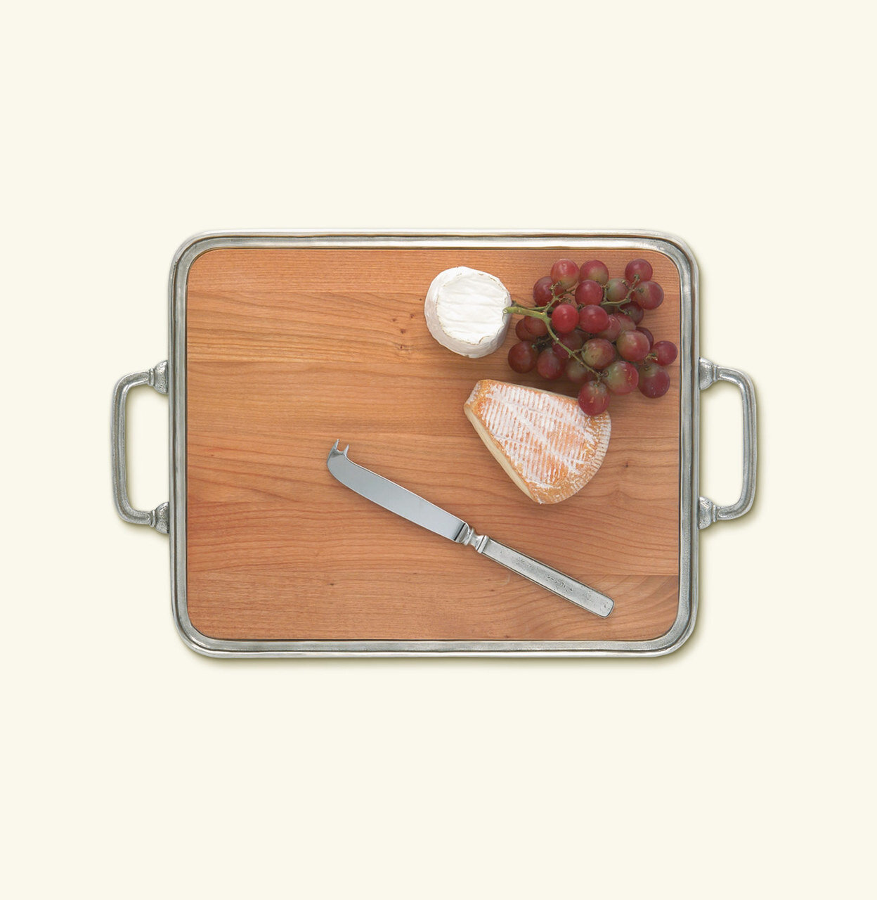 Match Pewter Cheese Tray With Handles Cherry Wood Medium 1131.1
