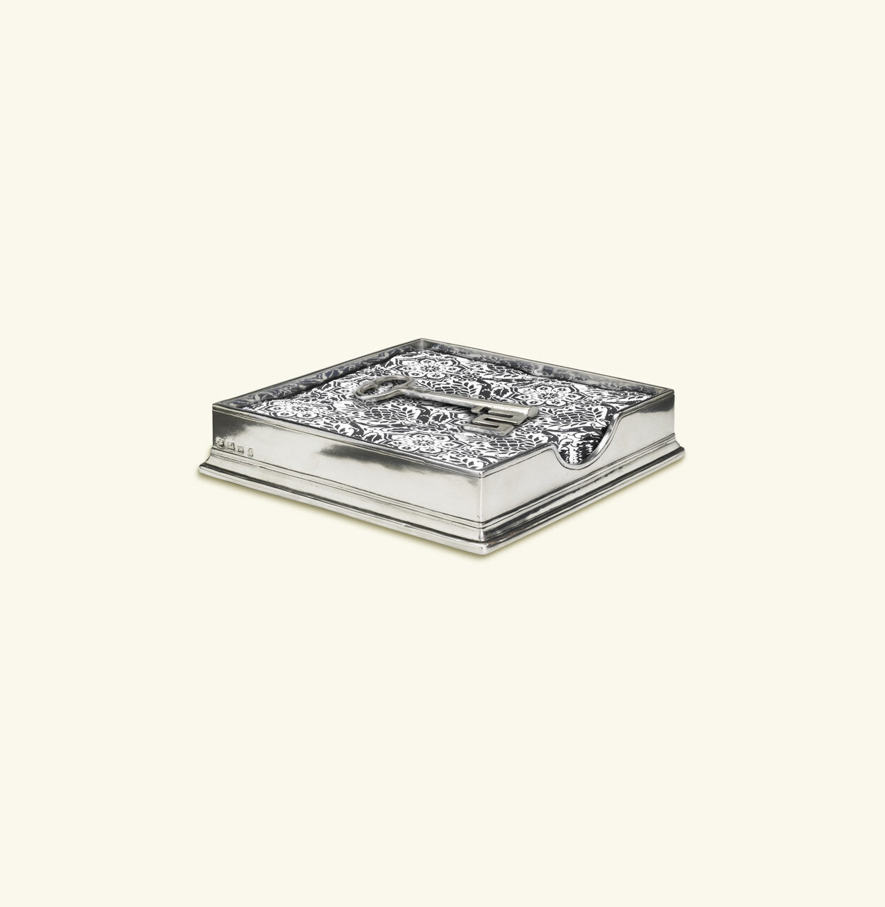 Match Pewter Luncheon Napkin Box With Key Weight 1280.1