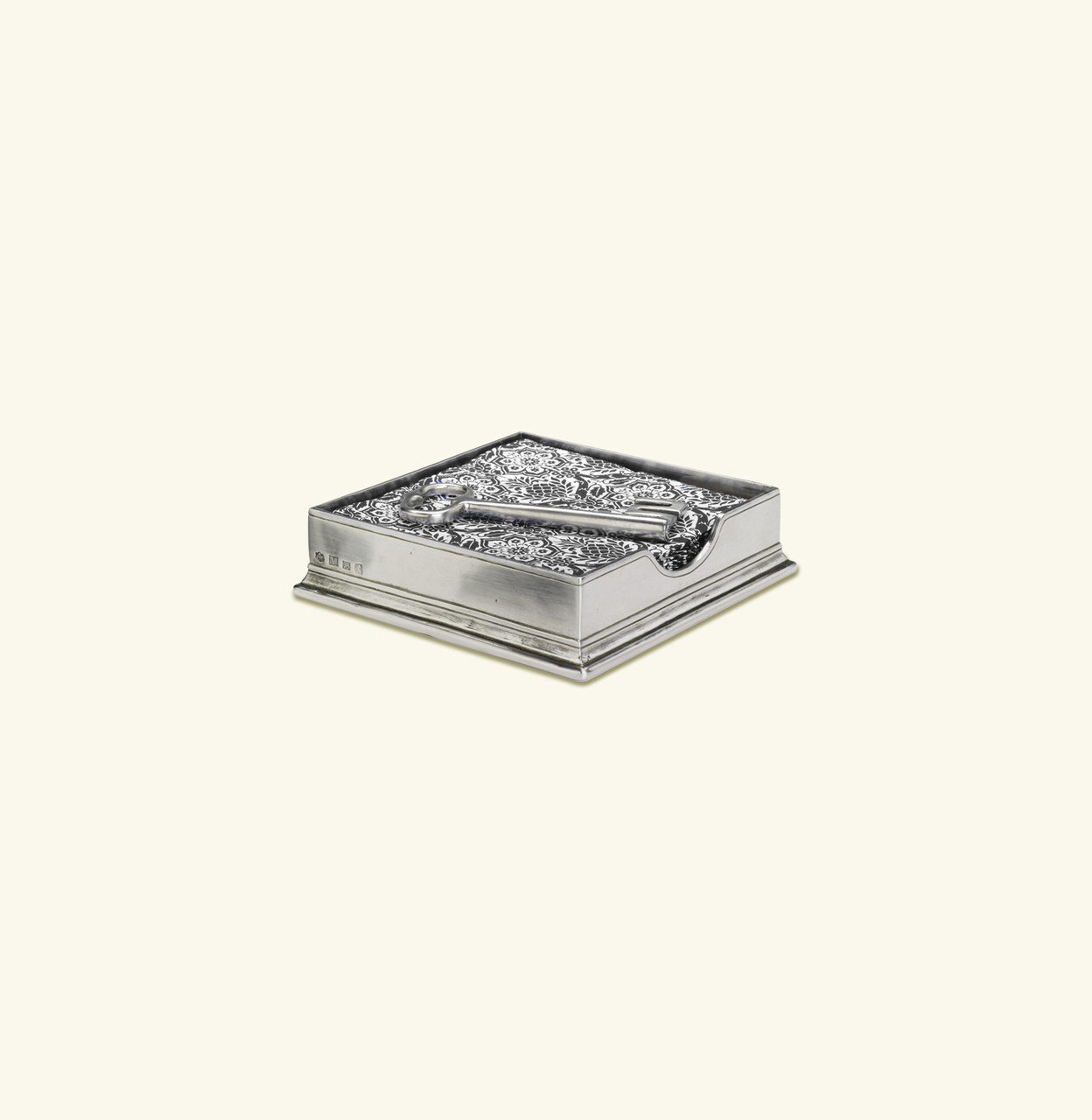 Match Pewter Cocktail Napkin Box With Key Weight 1281.1