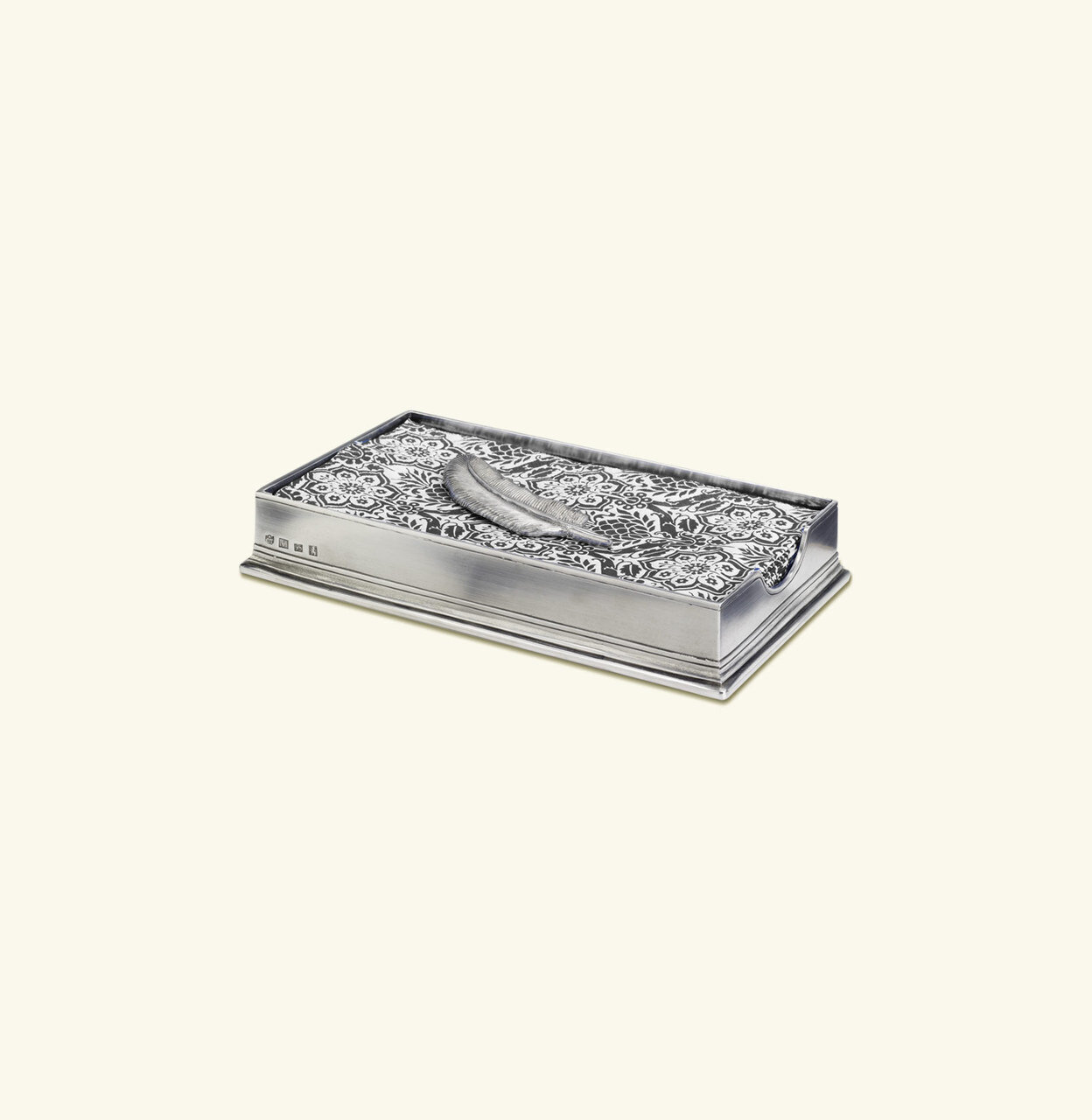 Match Pewter Dinner Napkin/Guest Towel Box With Feather Weight 1284.2