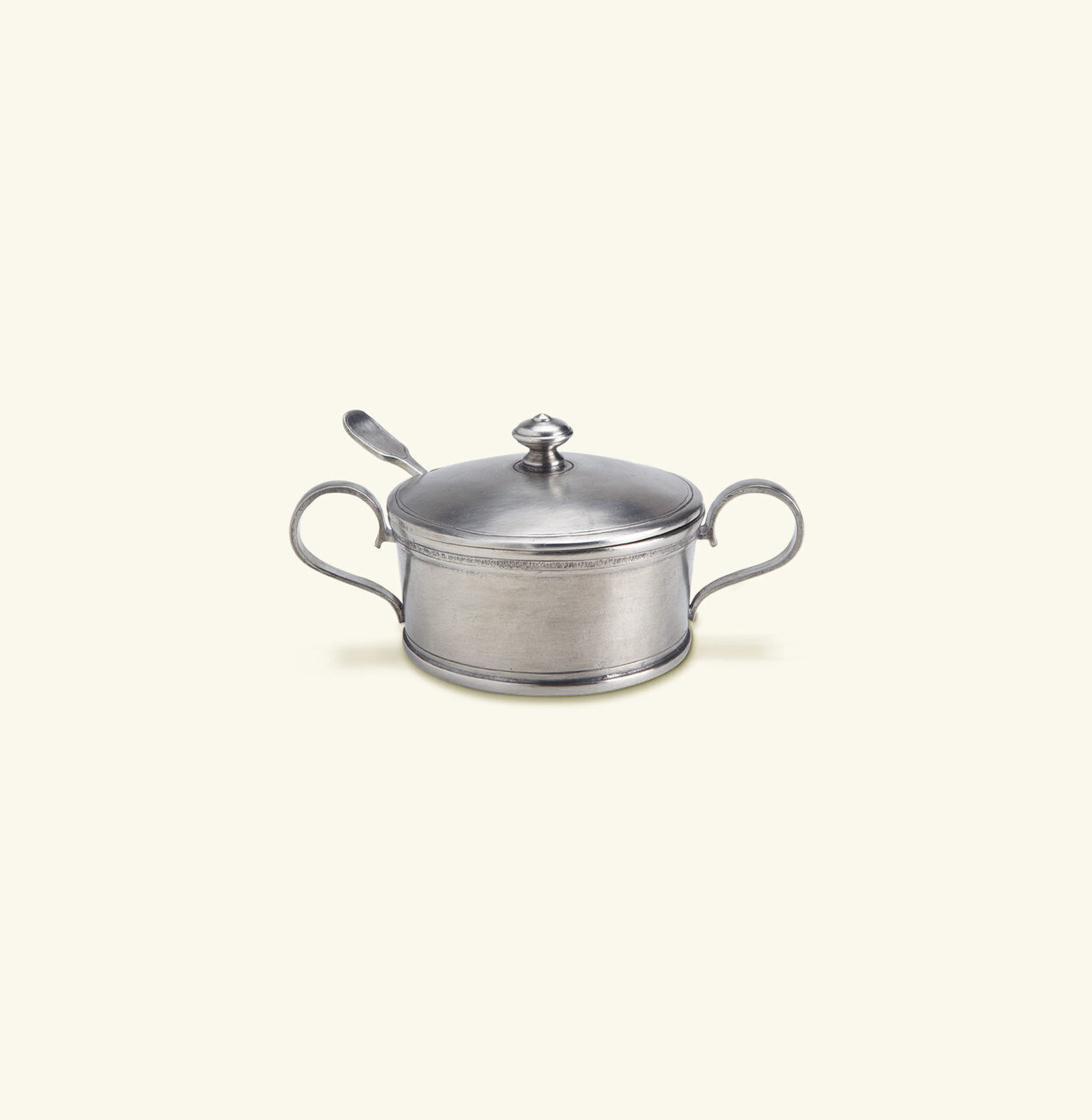 Match Pewter Sugar Bowl With Handles & Spoon a647.5