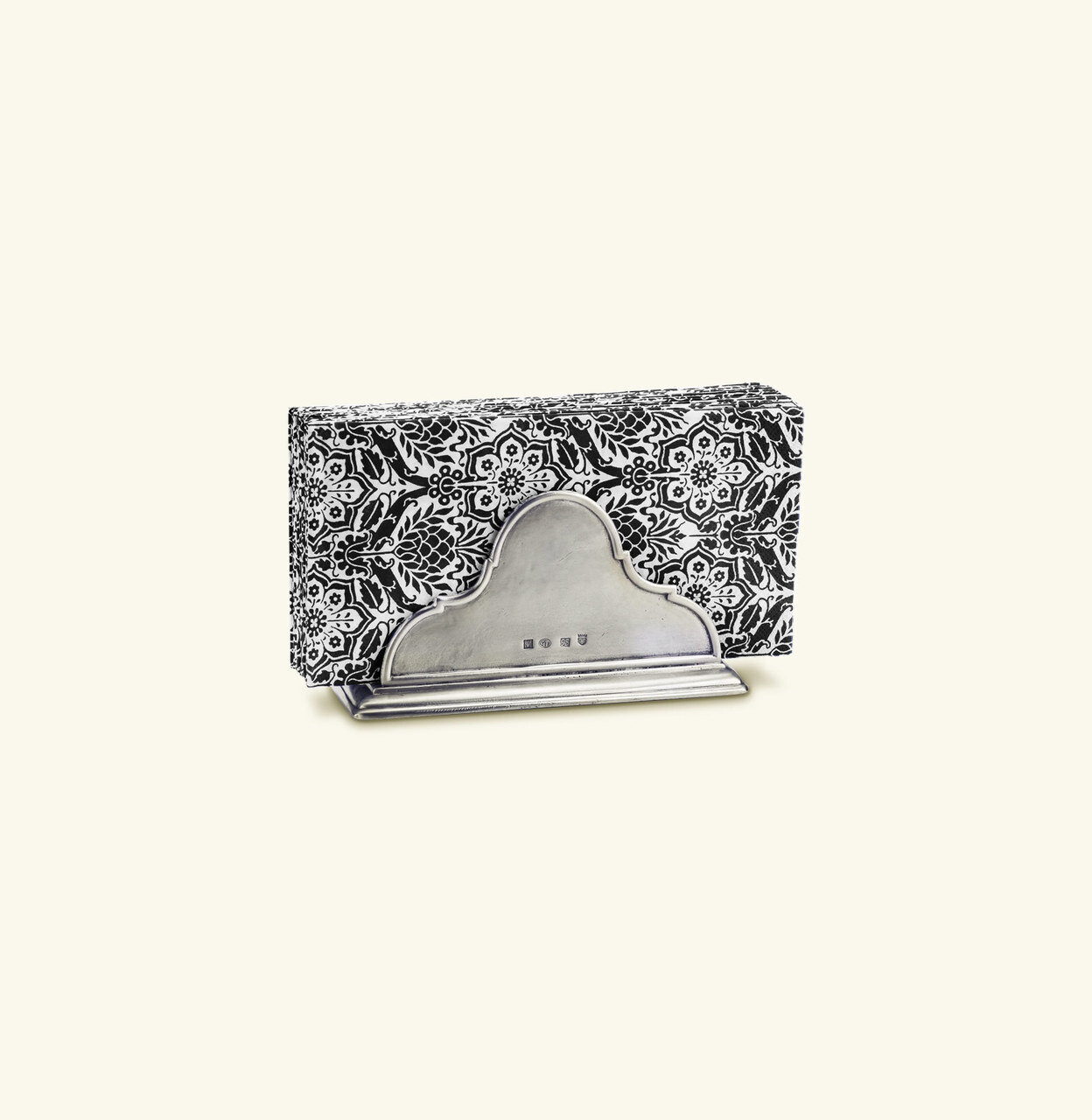 Match Pewter Napkin Holder With Dinner Napkin a842.0