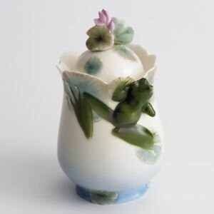 Franz Porcelain Amphibia Frog Sugar Jar With Cover FZ00174