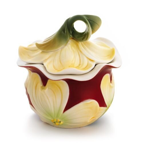 Franz Porcelain Autumn Memories Dogwood Sugar Jar With Cover FZ01661