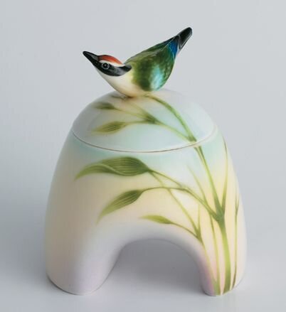 Franz Porcelain Bamboo Song Bird Sugar Jar With Cover FZ00763