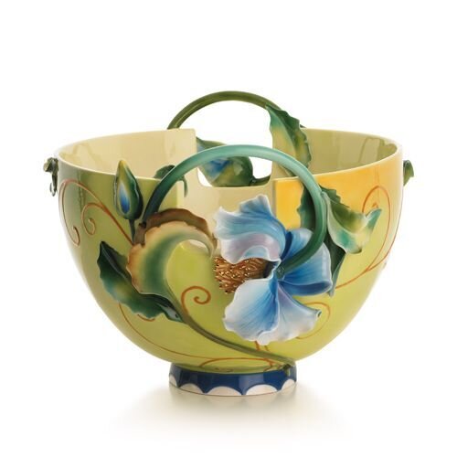 Franz Porcelain Blue Poppy Ornamental Basket (Limited Edition 2,000) FZ01437