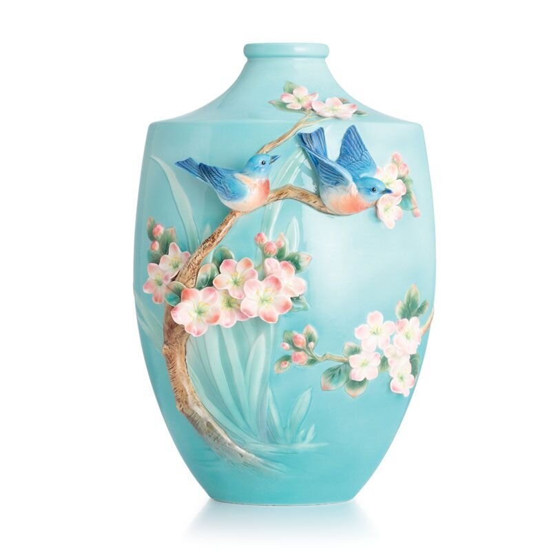 Franz Porcelain Bluebird On Apple Tree Large Vase (Limited Edition 999) FZ02852