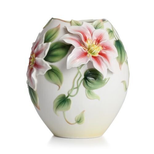 Franz Porcelain Clematis Flower Design Sculptured Porcelain Small Vase FZ02295