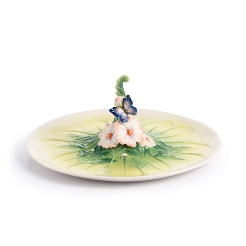 Franz Porcelain Cosmos Of Color Cosmos And Butterfly Tray FZ03044