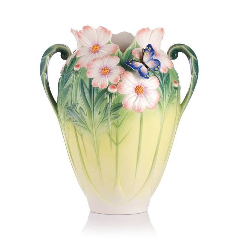 Franz Porcelain Cosmos Of Color Cosmos and Butterfly Vase FZ03127