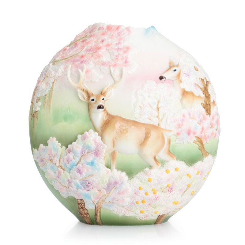 Franz Porcelain Deer Large Vase (Limited Edition 2,000) FZ02805