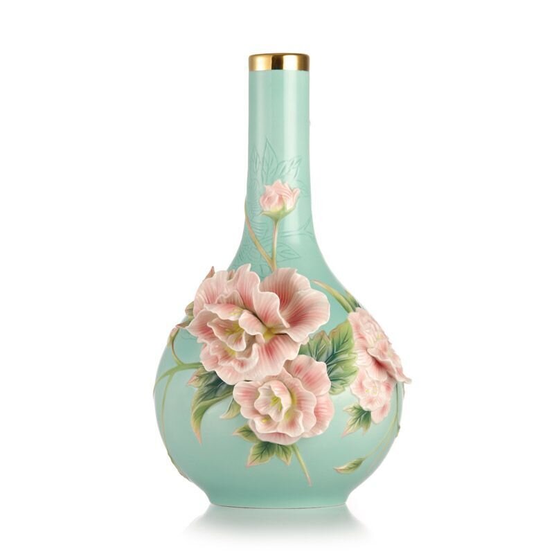 Franz Porcelain Elegance Cotton Rose Vase Limited Edition 2000 FZ03241