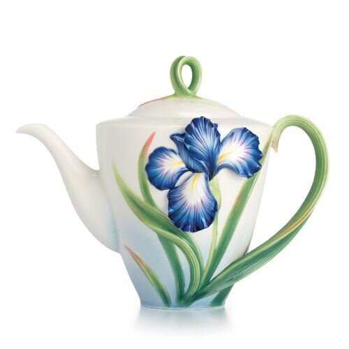 Franz Porcelain Eloquent Iris Flower Teapot FZ02479