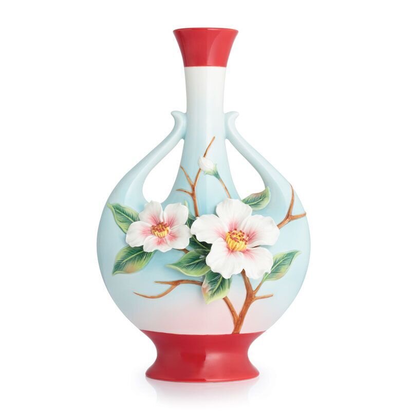Franz Porcelain Everlasting Love Camellia Large Vase FZ02884