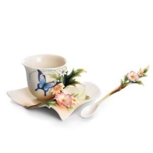 Franz Porcelain Fluttering Beauty Flower And Butterfly Spoon FZ01841