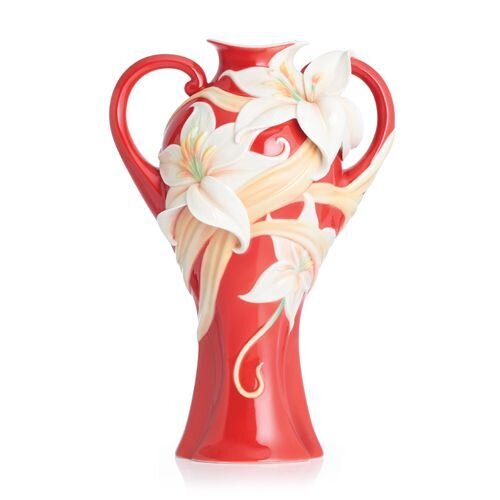 Franz Porcelain Fragrant Lily Design Sculptured Porcelain Large Vase FZ02761