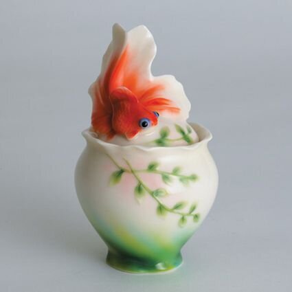 Franz Porcelain Goldfish Sugar Jar With Cover FZ00439