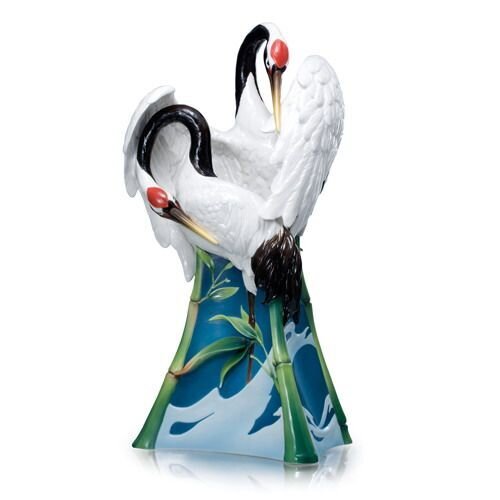Franz Porcelain Harmony Red Crested Crane Bird Large Vase (Limited Edition 2,000) FZ01976