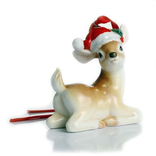 Franz Porcelain Holiday Greetings Deer Ornament FZ02306