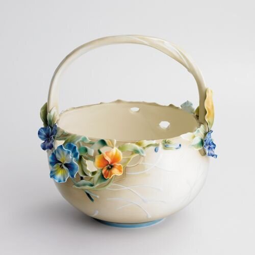 Franz Porcelain In Full Bloom Pansies Large Basket (Limited Edition 2,000) FZ01097