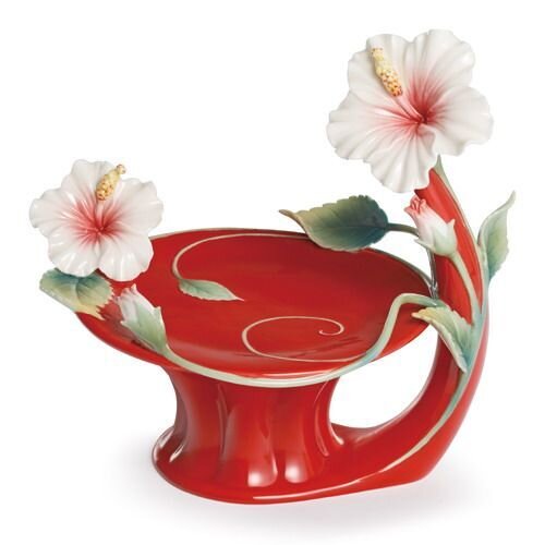 Franz Porcelain Island Beauty Hibiscus Flower Candleholder FZ01624