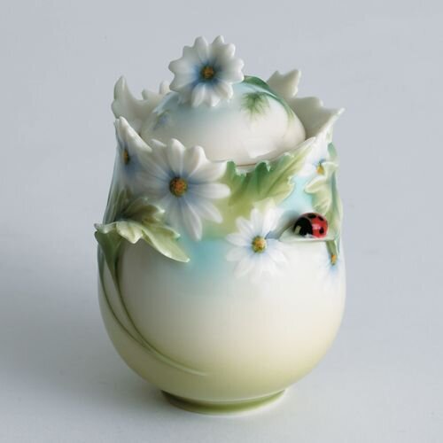 Franz Porcelain Ladybug Sugar Jar With Cover FZ00401