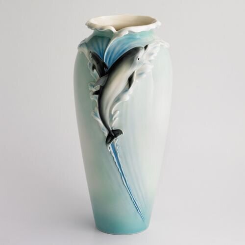 Franz Porcelain Leaping Dolphin Large Vase XP1683