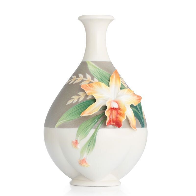 Franz Porcelain Magnificent Cattleya Orchid Mid Size Vase FZ02880