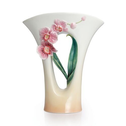 Franz Porcelain Orchid Flower Hand Painted Mid Size Vase FZ02332
