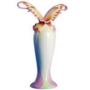 Franz Porcelain Papillon Butterfly Spread Wings Flower Vase XP1692