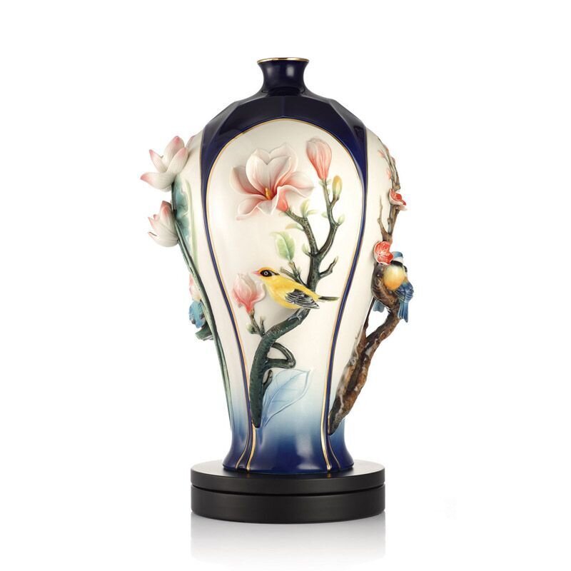 Franz Porcelain Peace Of The Four Seasons Vase With Wooden Base Limited Edition 988 FZ03104