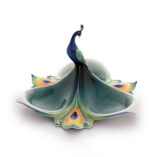 Franz Porcelain Peacock Splendor Tidbit Dish FZ01689