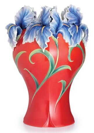 Franz Porcelain Royal Iris Design Sculptured Porcelain Large Vase Limited Edition 2,000 FZ02686