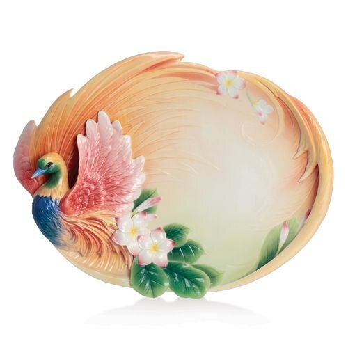 Franz Porcelain Shangri-La Bird Of Paradise Flower Large Tray FZ02427