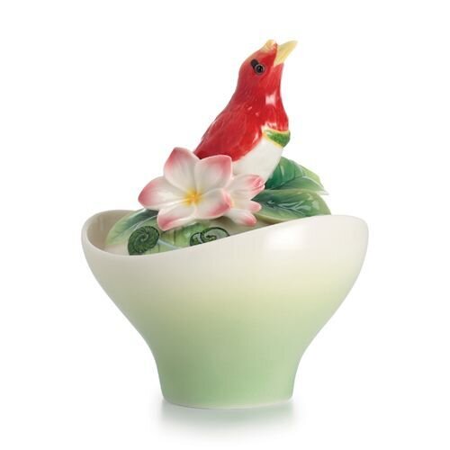 Franz Porcelain Shangri-La Bird Of Paradise Flower Sugar Jar FZ02420