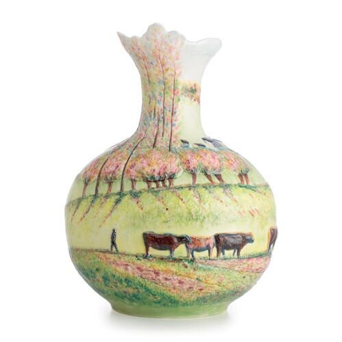 Franz Porcelain Summer Landscape Sculptured Porcelain Large Vase (Inspired By Camille Pissarro) FZ02682
