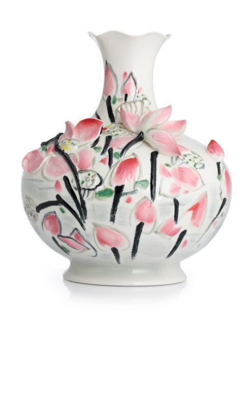 Franz Porcelain Sun Reflection In Lotus Pond Vase Limited Edition 588 FZ02835