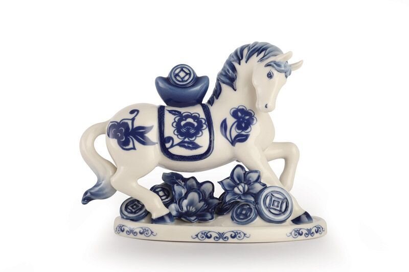 Franz Porcelain Swift Steed Blue and White Steed Figurine FZ03181