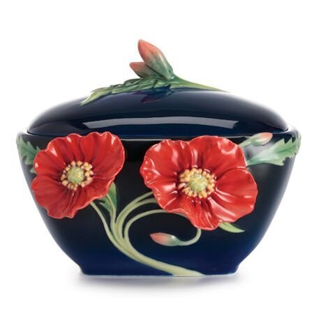 Franz Porcelain The Serenity Poppy Flower Sugar Jar FZ02477