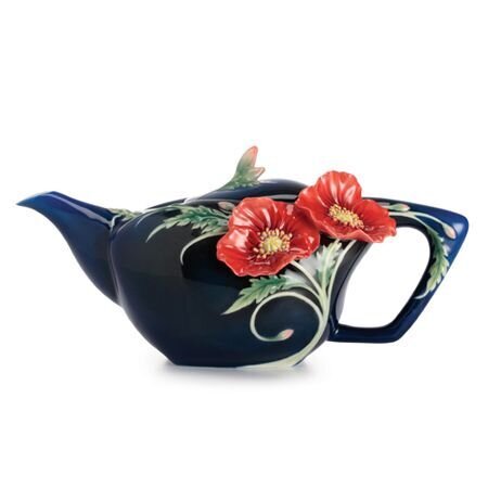 Franz Porcelain The Serenity Poppy Flower Teapot FZ02476