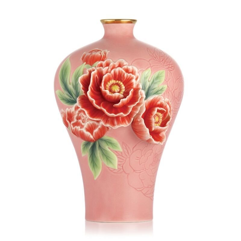 Franz Porcelain Treasure Peony Vase Limited Edition 2000 FZ03240