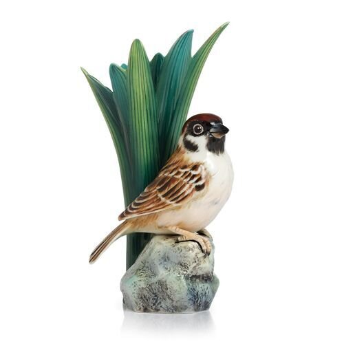 Franz Porcelain Tree Sparrow Bird Small Vase FZ02401