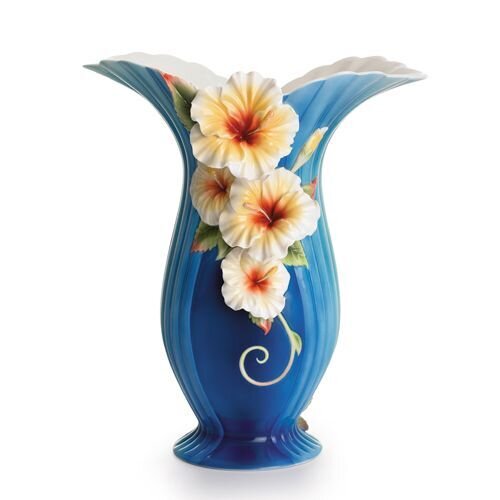 Franz Porcelain Tropical Beauty Hibiscus Flower Large Vase FZ01789