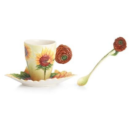 Franz Porcelain Van Gogh Sunflowers Cup Saucer Spoon Set FZ02459
