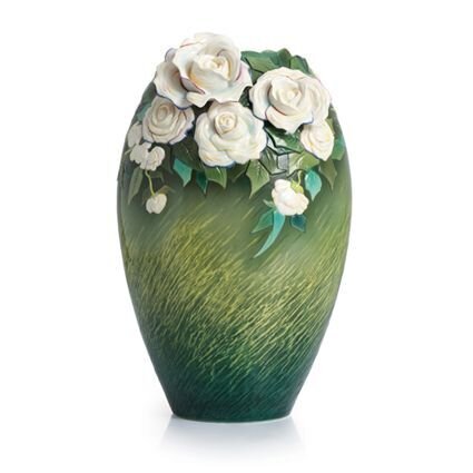 Franz Porcelain Van Gogh White Roses Flower Large Vase FZ02407