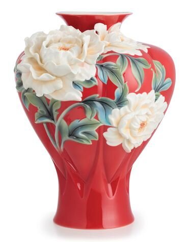 Franz Porcelain Venice Peony Design Sculptured Porcelain Large Vase FZ02687