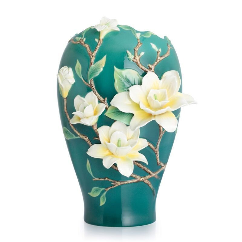Franz Porcelain Yellow Magnolia Large Vase (Limited Edition 2,000) FZ02887