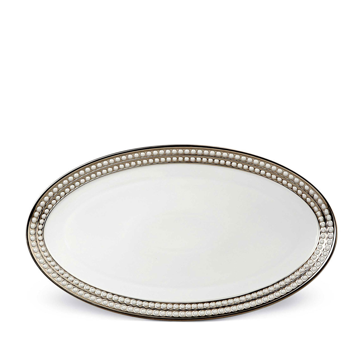 L'Objet Perlee Large Oval Platter Platinum