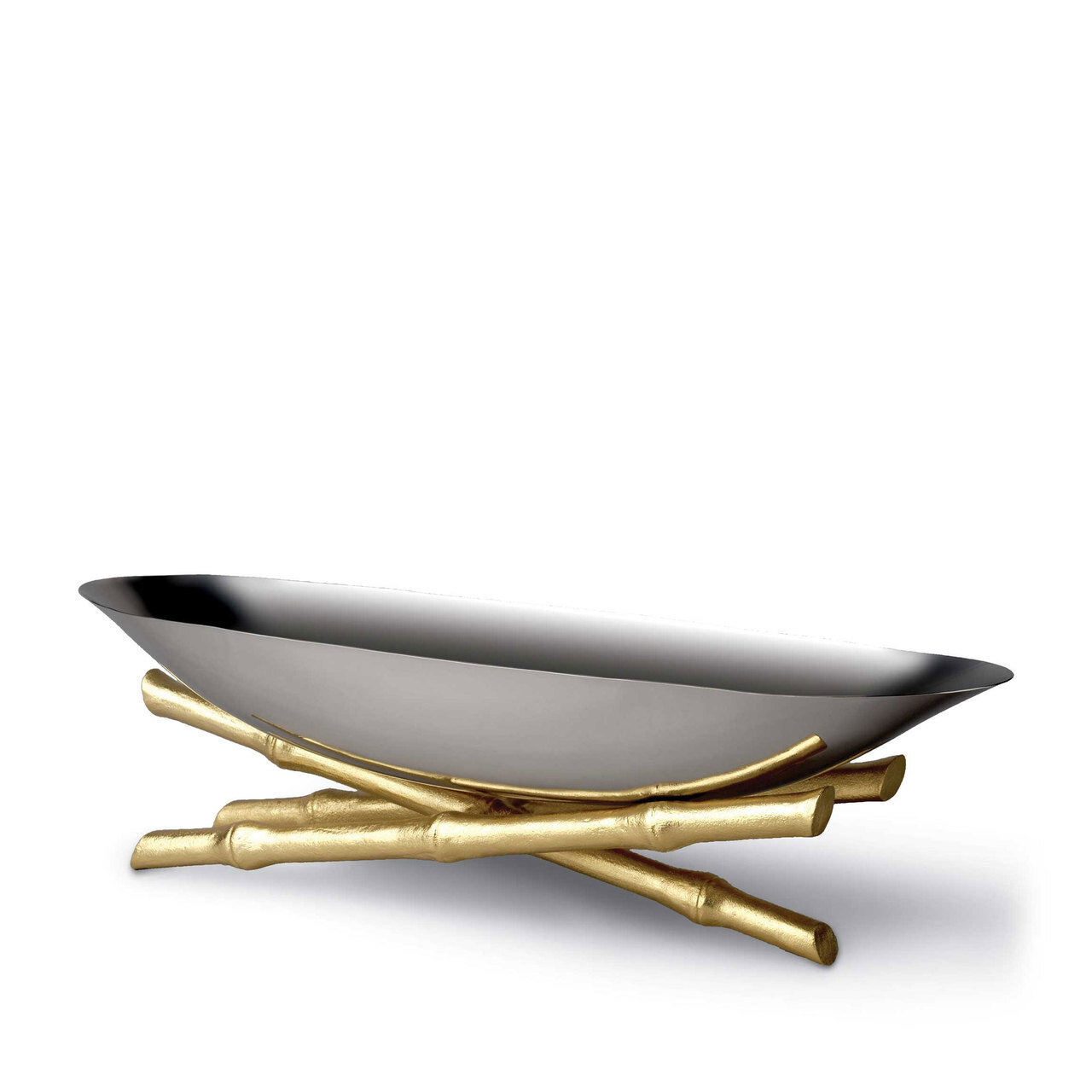 L'Objet Bambou Serving Boat Large 24k Gold-Plated Stainless Steel