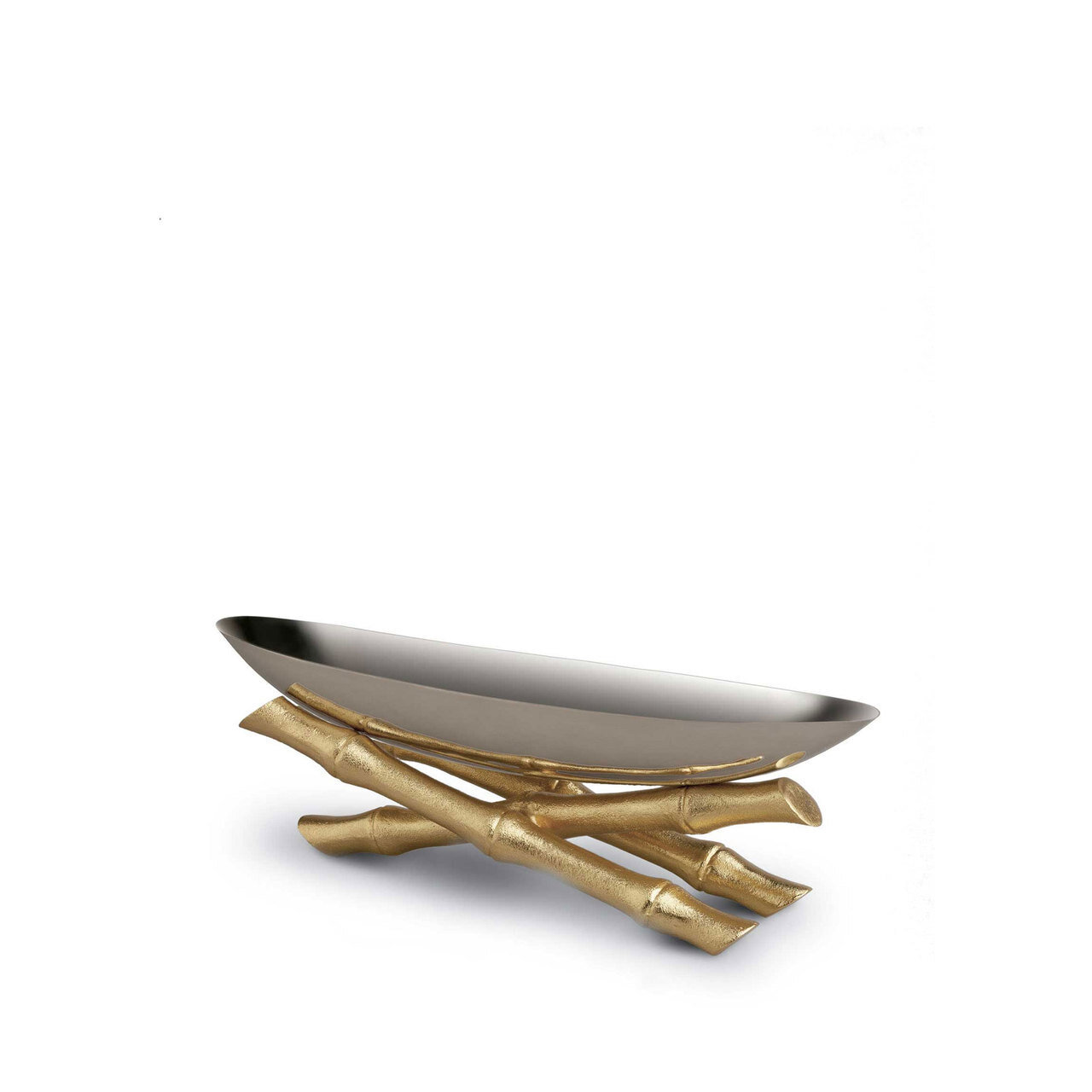 L'Objet Bambou Serving Boat Small 24k Gold-Plated Stainless Steel